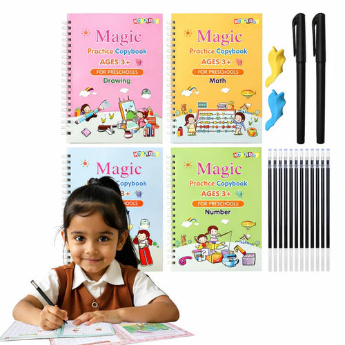 Magic Practice Copybook (4 BOOKS,1 PEN,1 GRIP,10 REFILL) – 50% OFF Today!!