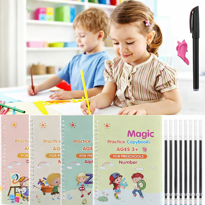 Magic Practice Copybook (4 BOOKS,1 PEN,1 GRIP,10 REFILL) – 50% OFF Today!!