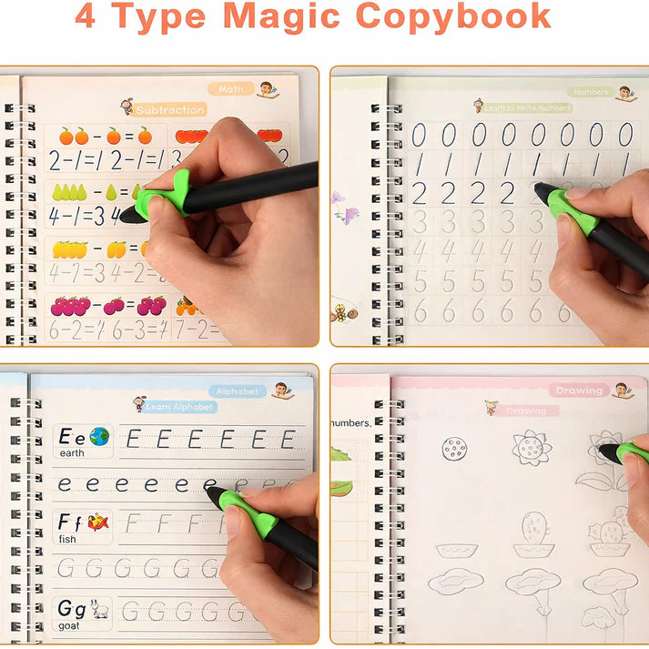 Magic Practice Copybook (4 BOOKS,1 PEN,1 GRIP,10 REFILL) – 50% OFF Today!!