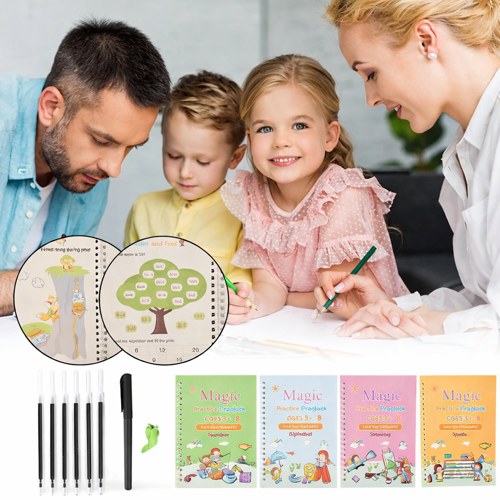 Magic Practice Copybook (4 BOOKS,1 PEN,1 GRIP,10 REFILL) – 50% OFF Today!!